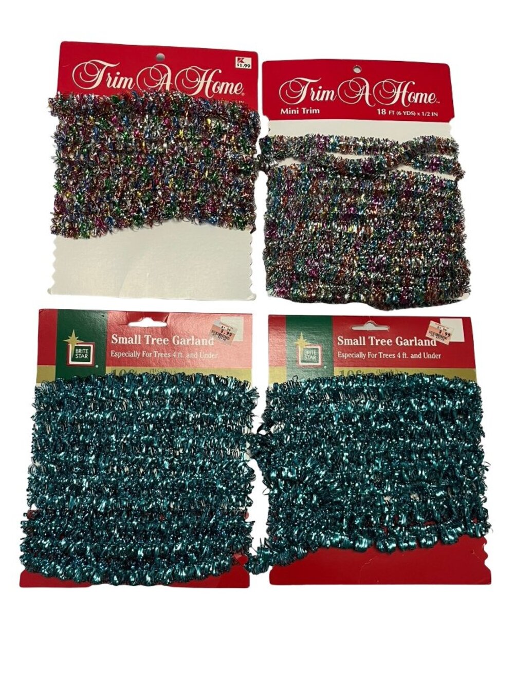 Vintage Christmas Tinsel Garland Lot Trim A Home Brite Star Teal Multicolor Tree
